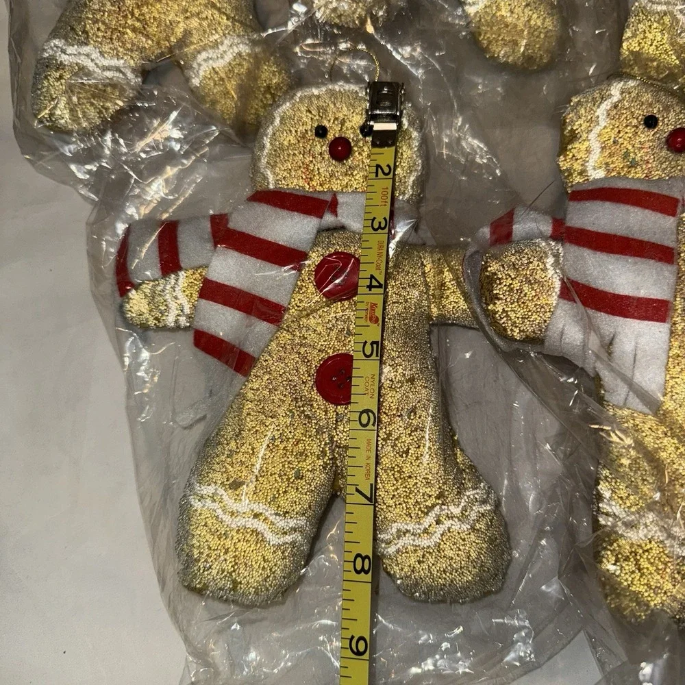 Gingerbread Christmas Tree Ornaments Red White Scarf 8.25